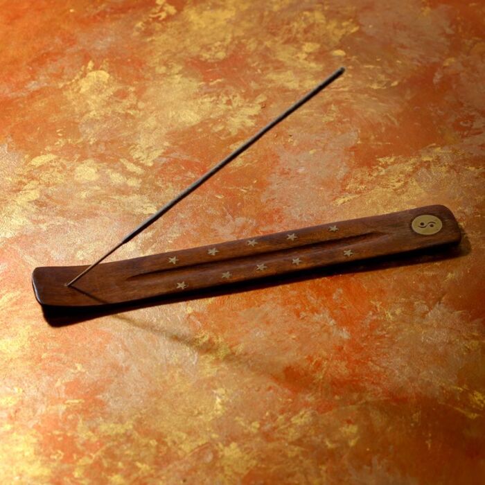 Puckator Sheesham Wood Ashcatcher Incense Stick Burner Ying Yang Inlay